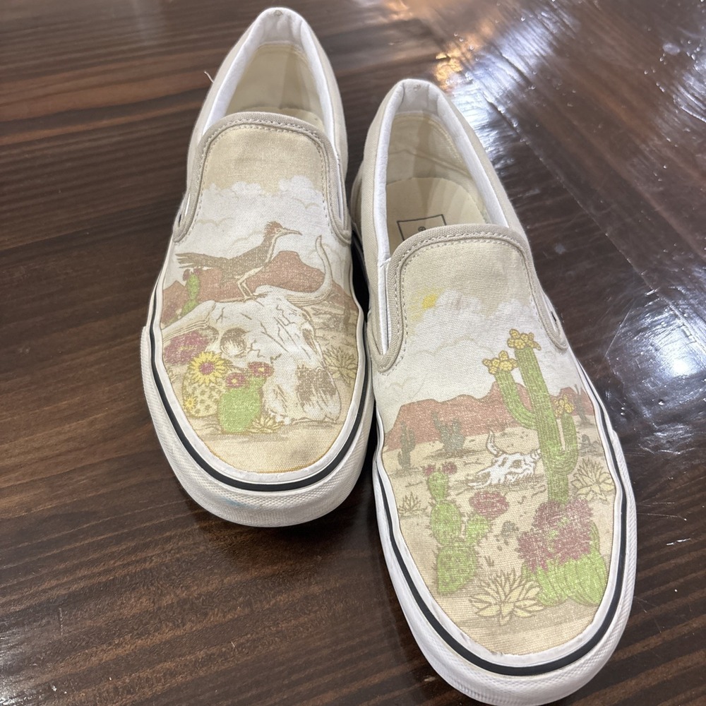 Vans Slip On Desert Vibes Cactus Roadrunner Shoes Men 8 Women 9.5